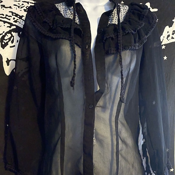 Charlotte Russe Tops - Black Sheer Charlotte Russe Top Cover Up Goth Lace